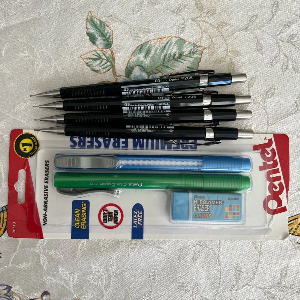 Pentel 0.5 Mechanical Pencils and Premium Erasers